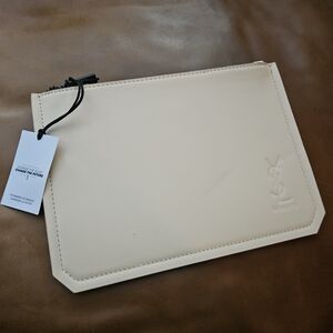 YSL BEAUTE pale salmon 40% recycled material zippered make up pouch NWT